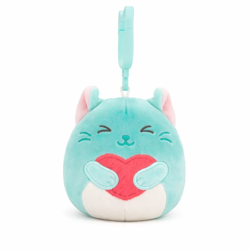Squishmallows Val26 Cat Clip Plush Toy – Soft Valentine’s Day Clip-On Plush, Assorted Styles