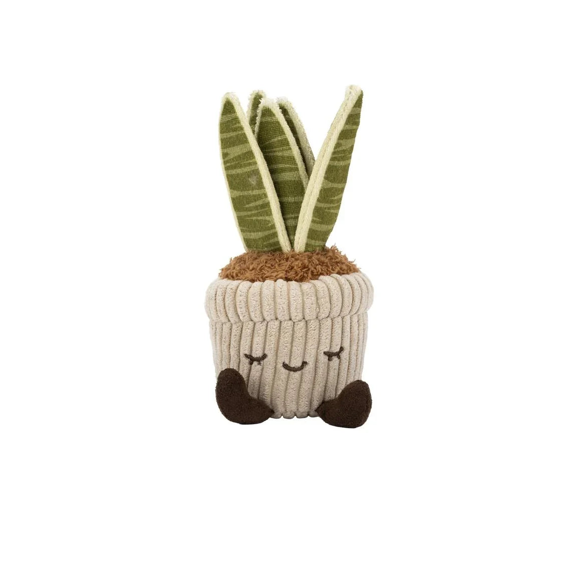 Greenhouse Corduroy Snake Plant 6-Inch Plush Toy – Soft Potted Plant Plush with Cute Smiling Face